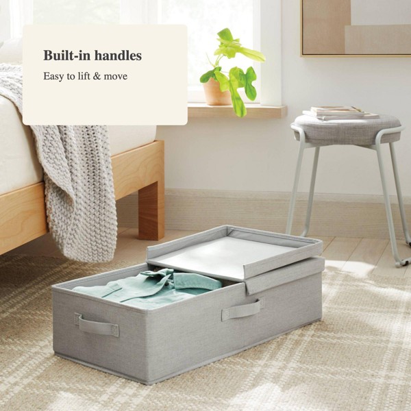 Caja de tela con tapa para debajo de la cama, gris claro - Brightroom™ 4