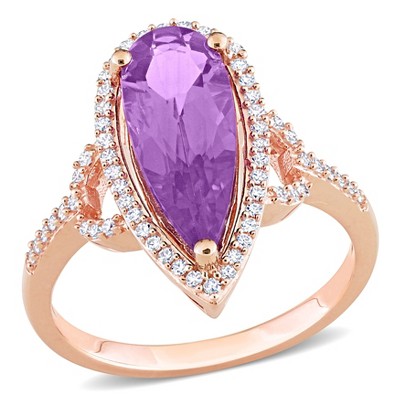 Everly Jewelry – 14K Pink Gold 2 1/3 TGW Amethyst and Diamond Fashion Ring