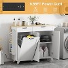 Mobile Rolling Kitchen Island Cart with Power Outlet, Drop Leaf Table with Trash Storage, Spice Rack, Towel Bar and Knife Holder for Kitchen - 3 of 4
