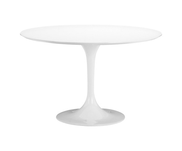 Mid-Century 47" Round Bevel Edge and Tulip Base Dining Table - White - ZM Home