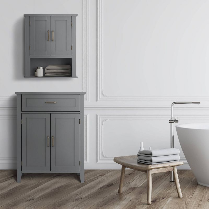 Mercer Mid Century Modern Wooden Floor Storage Cabinet Gray - Elegant Home Fashions, 2 of 11