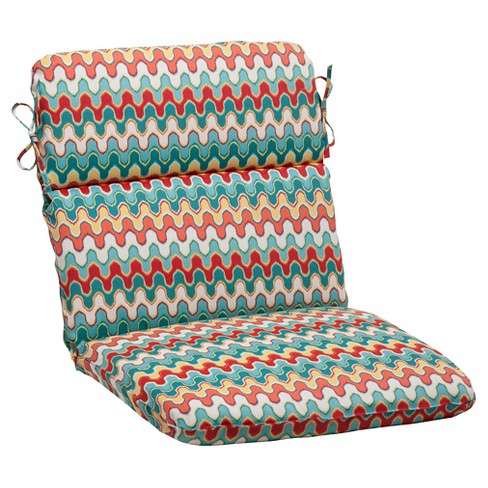 Outdoor Rounded Chair Cushion Red Turquoise Chevron Target