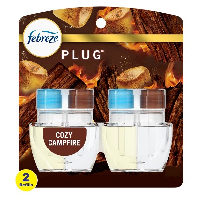 Image of Febreze Odor-Fighting Fade Defy Plug Air Freshener - Cozy Campfire - 1.74 fl oz/2pk