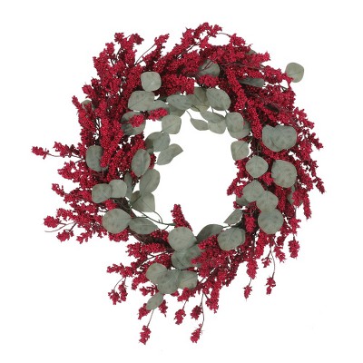 29" Artificial Eucalyptus Wreath For Front Door, Realistic Berry And Eucalyptus Wreaths Wall Window Hanging For Porch Patio Garden Home Decor