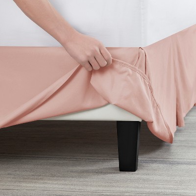 Peach Beige Twin Microfiber Bed Skirt with 14" Drop