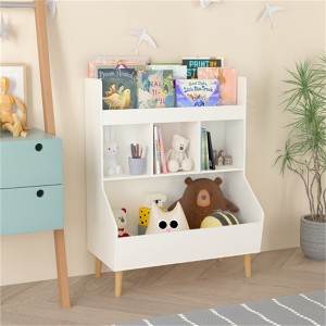 SKRAN Multi-Functional Toy Storage Organizer, Kids Bookshelf with Legs, Children's Bookcase for Kids Room, Living Room, Nursery, White - 1 of 4