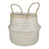 Northlight 17" Beige and White Large Seagrass Belly Basket with Handles - 4 of 4