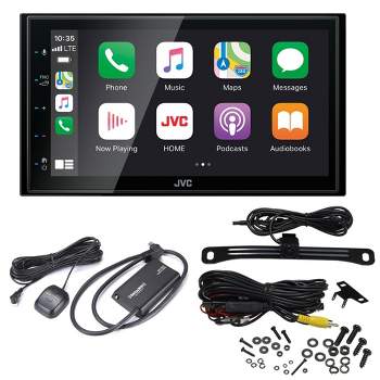 JVC KW-M56BT Digital Media Receiver 6.8" Compatible w/ Apple CarPlay & Android Auto w/ SXV300v1 Satellite Radio Tuner and License Plate Back Up Camera
