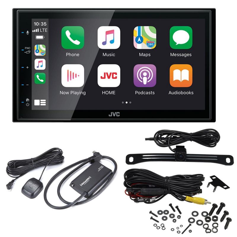 JVC KW-M56BT Digital Media Receiver 6.8" Compatible w/ Apple CarPlay & Android Auto w/ SXV300v1 Satellite Radio Tuner and License Plate Back Up Camera, 1 of 8