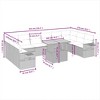 vidaXL 11 Piece Patio Sofa Set with Cushions Black Poly Rattan - Table + 2x corner + 6x middle - 3 of 4