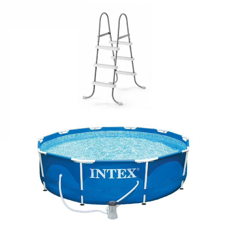 Intex Above-Ground Pool Ladder w/ Intex 10 x 2.5-Foot Pool Set with Filter Pump, 1 of 7