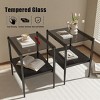 Set of 2 Modern Rectangle Side Tables, Tempered Glass Top with MDF Layer and Iron Frame, End Tables for Living Room or Bedroom – Cuddlewood - 3 of 4