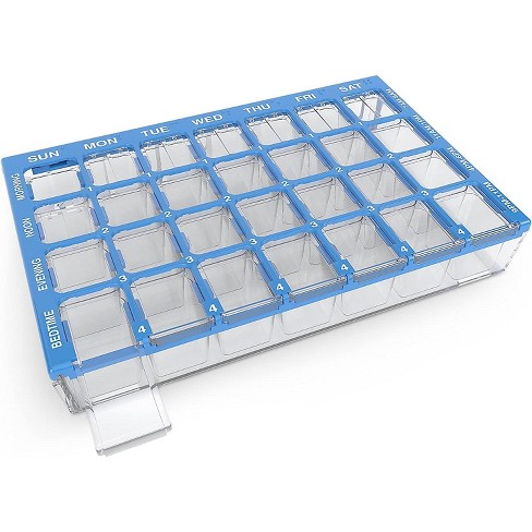 Ezy Dose Weekly (7-day) Pharmadose Pill Organizer, Easy Fill Tray, 4 Times  A Day, Assorted Colors (medium) : Target