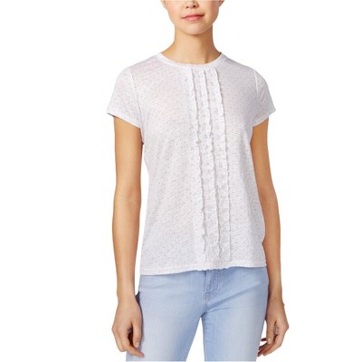 maison Jules Womens Let's Polka Dot Basic T-Shirt, White, Medium
