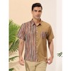 Lars Amadeus Men's Summer Striped Patchwork Short Sleeves Button Down Hawaiian Shirt - 2 of 4