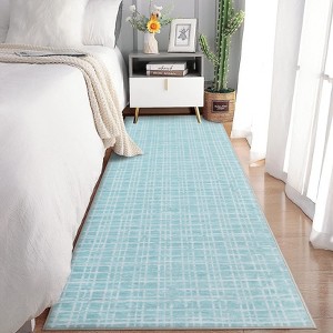 Modern Plaid Area Rug Washable Rug Contemporary Non Slip Rugs for Indoor - 1 of 4