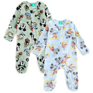 Disney Mickey Mouse Minnie Winnie the Pooh Baby 2 Pack Zip Up Sleep N' Plays Newborn to Infant - 1 of 4