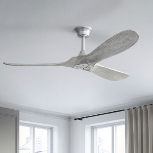 Large 60 Inch Modern Ceiling Fan No Light Silver DC Motor 3 Solid Wood Blades Ceiling Fan With Remote Control Farmhouse Ceiling Fans - 1 of 4