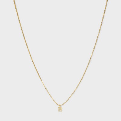 14K Gold Plated Small Polished Initial Pendant Necklace - A New Day™ Gold