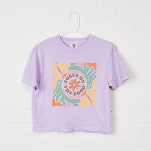 Simply Sage Market Women's Boho Focus On The Good Short Sleeve Relaxed Fit Cropped Tee - 1 of 3