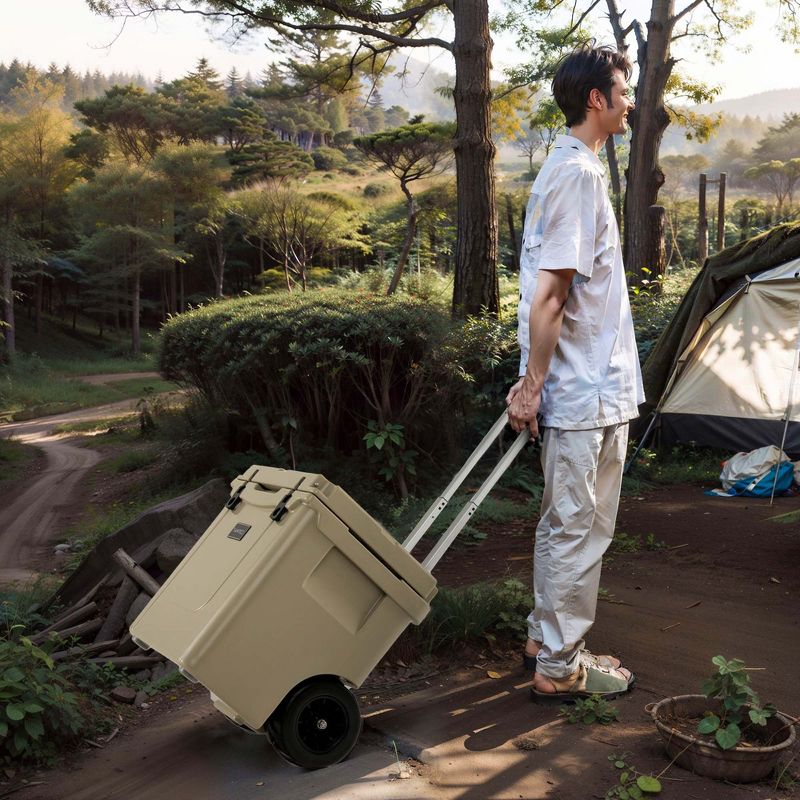 Costway 45 Quart Cooler Towable Ice Chest w/ All-Terrain Wheels Leak-Proof for Camping, 3 of 11
