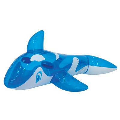 Pool Central 57" Inflatable Whale Rider 1-Person Swimming Pool Float - Blue/White