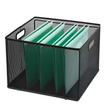 Upgraded File Organizer Boxes with Lids, Linen Hanging Filing & Storage  Boxes with Plastic Slides for Office/Decor/Hom, Universal Hanging Filing