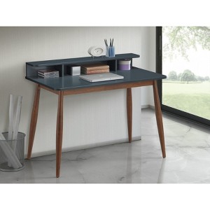 Roundhill Furniture Roskilde Storage Wood Office Desk, Gray Blue - 1 of 4