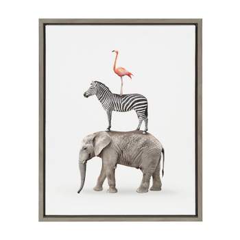 18" x 24" Slyvie Stacked Safari Animal Framed Canvas Wall Art by Amy Peterson Gray - Kate and Laurel
