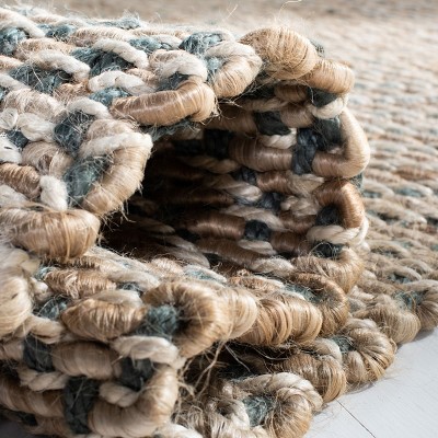 Hand-Knotted Coastal Charm Blue & Natural Jute 9' x 12' Area Rug