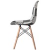 Fabulaxe Modern Fabric Patchwork Chair with Wooden Legs for Kitchen, Dining Room, Entryway, Living Room with Black & White Patterns - 3 of 4