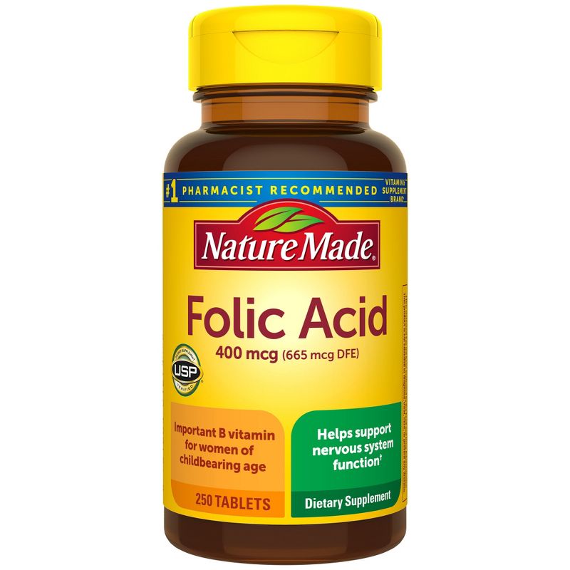 Nature Made Folic Acid 400 mcg (665 mcg DFE) Tablets - 250ct, 1 of 10