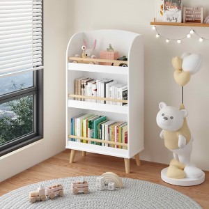 MAYEERTY Bookshelf 3 Tier Bookcase, Book Organizer Toy Storage Cabinet for Bedroom Living Room White - 1 of 4