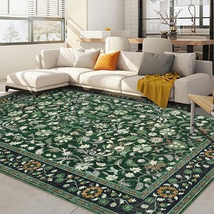 Area Rugs Floral Rug Non Slip Large Living Room Rug Washable Vintage Bohemian Soft Carpet for Bedroom Home Office - 1 of 4