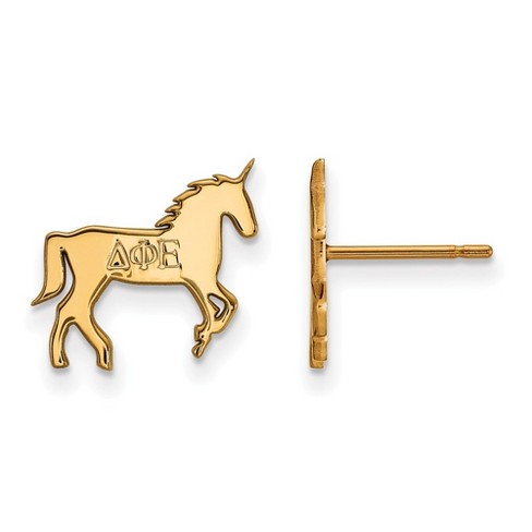 Black Bow Jewelry 14k Yellow Gold Plated Sterling Silver Delta Phi Epsilon Greek Life Stud Earring - image 1 of 3