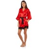 Ashford & Brooks Women's Satin Lace Short Duster Robe - 2 of 4
