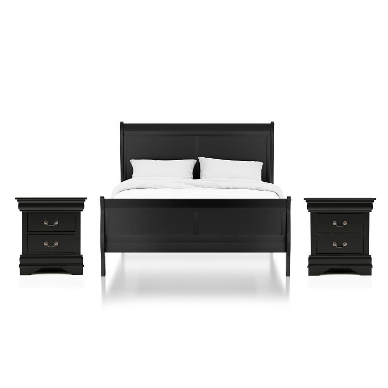 3pc Sliver Sleigh Bed with 2 Nightstands - HOMES: Inside + Out, 1 of 9