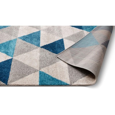 Modern Geometric Blue Synthetic 5' x 7' Easy-Care Area Rug
