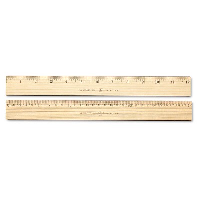 Westcott Wood Ruler Metric and 1/16" Scale with Single Metal Edge 30 cm 10375