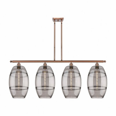Vaz - 4 Light Stem Hung Island In Industrial Style-19 Inches Tall and 48.25 Inches Wide