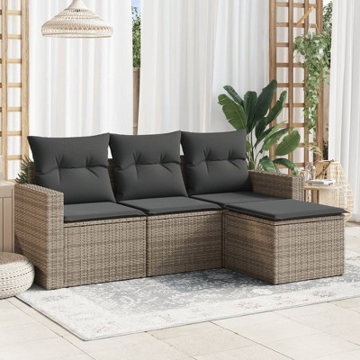 vidaXL Garden Sofa Set PE rattan 4 Piece Removable Covers