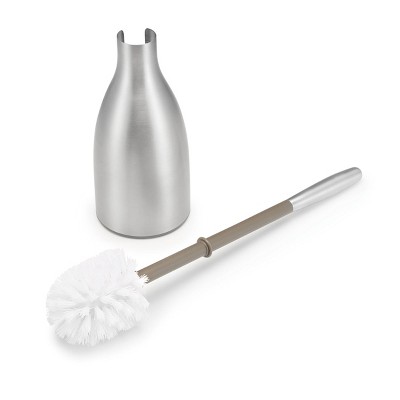 Sleek Silver Stainless Steel Toilet Brush Holder