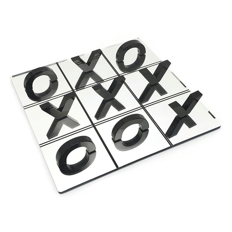 OnDisplay 3D Luxe Acrylic Mirrored Effect Tic Tac Toe Game Set, Black, 2 of 7