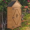 Maggift Outdoor Storage Sheds, Vertical Tall Tool Shed with Lockable Door, Waterproof Roof for Patio, Backyard and Lawn, Brown, 34.25"*22.04"*68.89" - 3 of 4