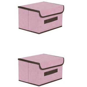 REGALWOVEN Collapsible Clothes Books Organizing Fabric Storage Bin with Lid and Handle 2 Pcs - 1 of 4