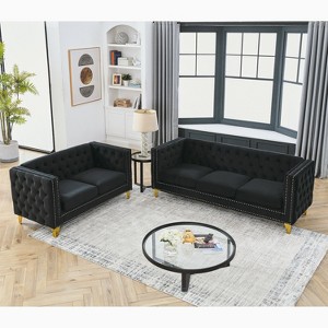 TiramisuBest 3-seater + 2-seater Combination sofa,Black - 1 of 4