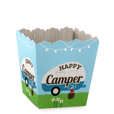 Big Dot of Happiness Happy Camper - Party Mini Favor Boxes - Camping Baby Shower or Birthday Party Treat Candy Boxes - Set of 12