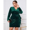 WhizMax Women's Plus Size Dress Velvet Dress Long Sleeve Party Dress Sexy Wrap V Neck Wrap Bodycon Dress for Cocktail - 4 of 4
