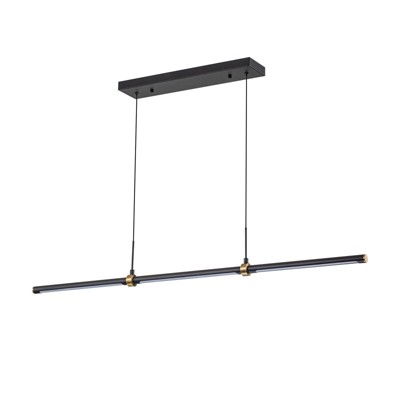 LLHZSY Modern Minimalist LED Linear Chandelier 3-Light Fixture for Dining Room Kitchen Island-47 1/5"-Black/Brass/Nickel