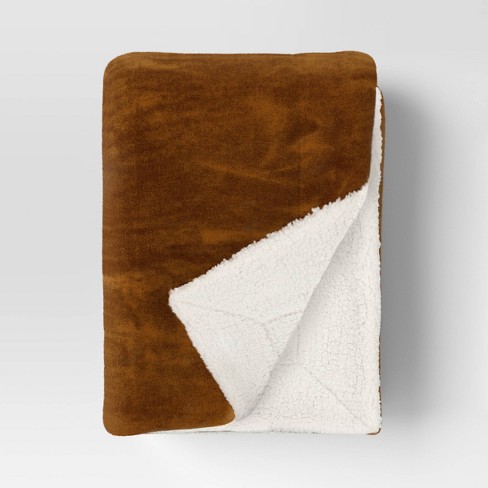 Threshold flannel and faux shearling blanket hotsell